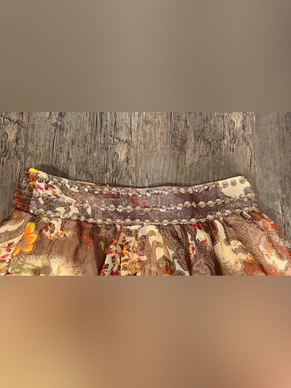 Rue21 Cream & Brown Floral Lace-Trim Skirt - Picture 2 of 4